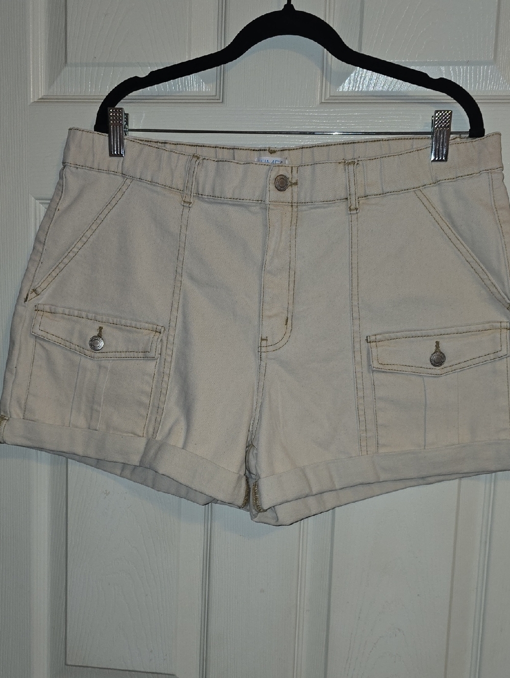 Time and Tru Cream Roll-Hem Utility Bermuda Shorts